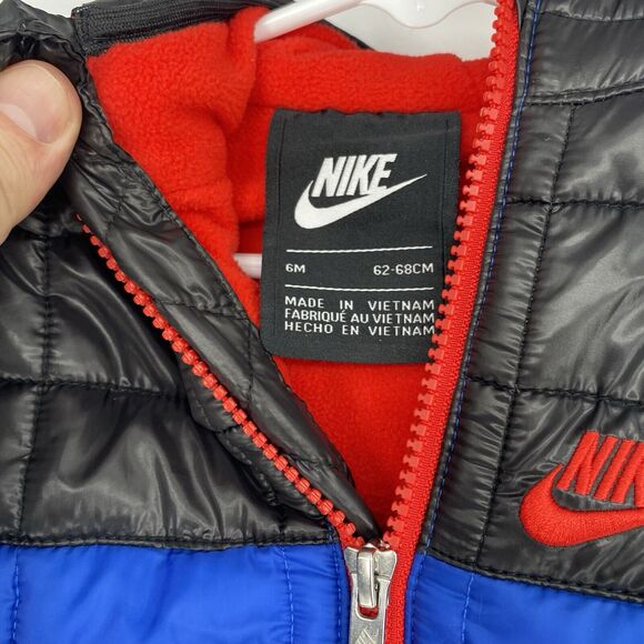 Nike Newborn Baby Bunting Colorblock Puffer Size 0-6 Months - Picture 3 of 11